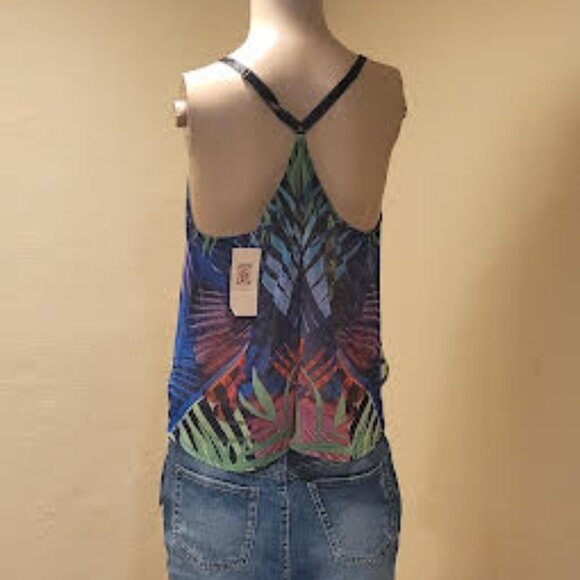 NWT Decree sheer vibrant colored adjustable strap tank top - Size Medium - Picture 6 of 8